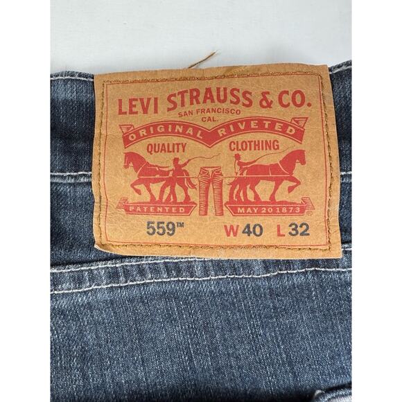 Levi’s 559 Jeans Men’s 40x32 Relaxed Straight Leg Blue Dark Wash Denim - Picture 6 of 9
